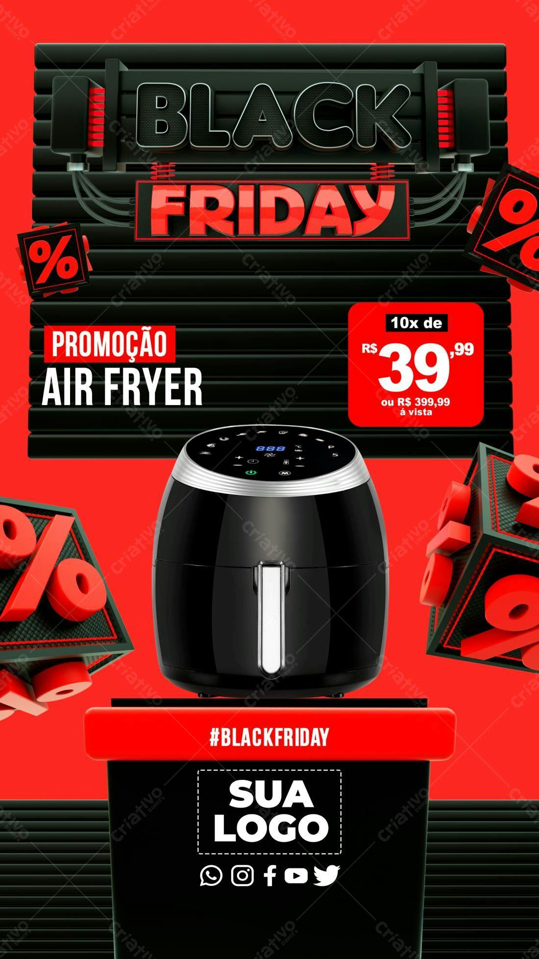 Flyer Black Friday Air Fryer PSD Editável
