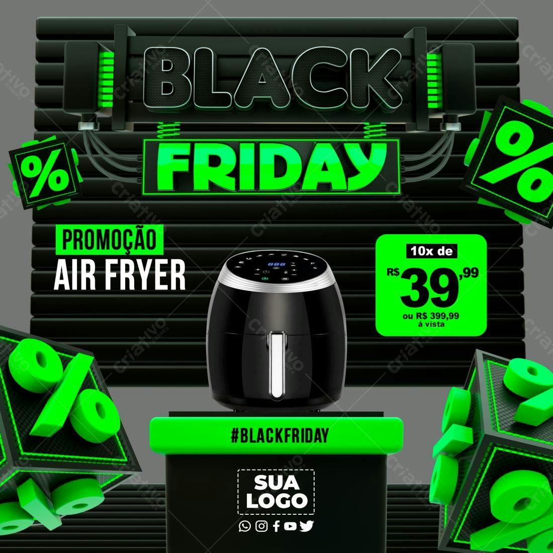 Flyer Black Friday Air Fryer PSD Editável