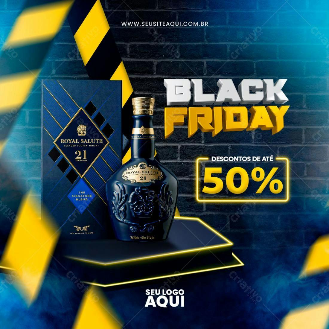 Flyer Black Friday com Garrafa de Whisky PSD Editável
