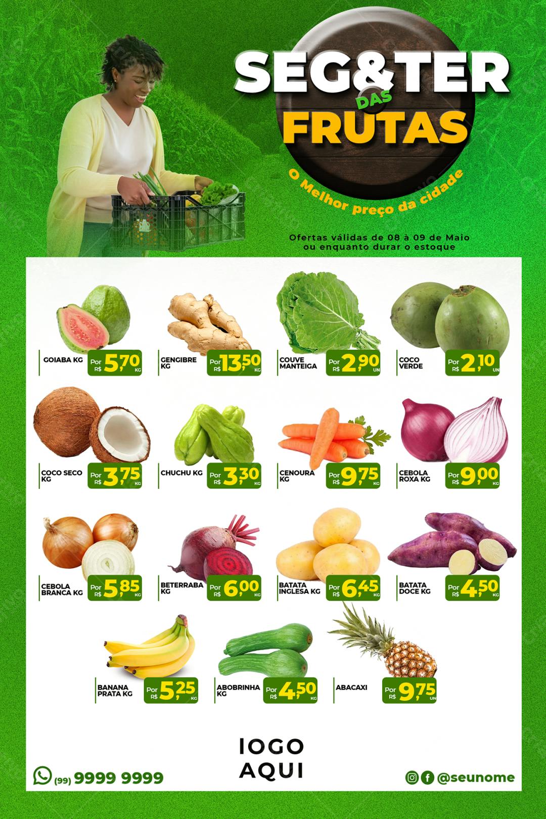 Flyer Ofertas de Frutas Seg & Ter PSD Editável