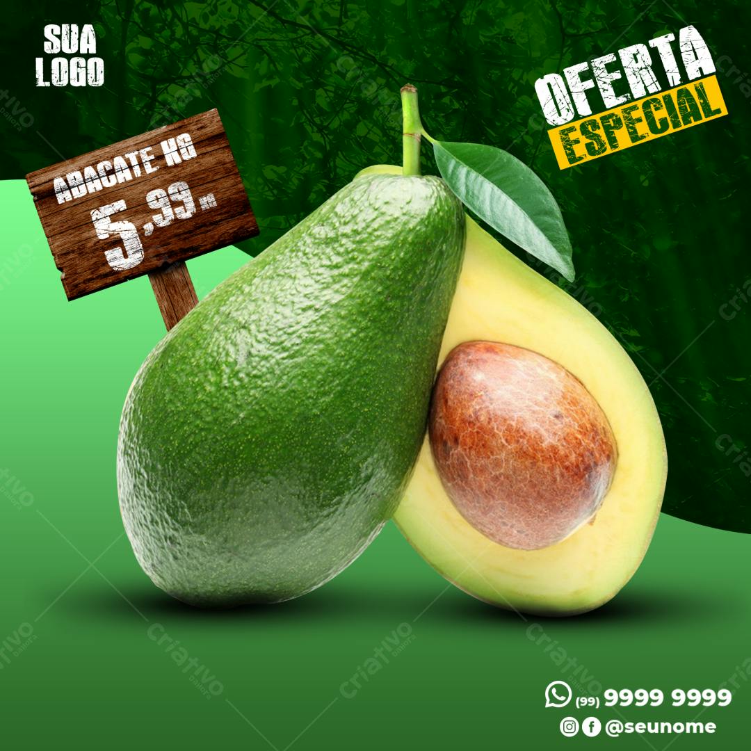 Flyer para Promoção de Abacate PSD Editável