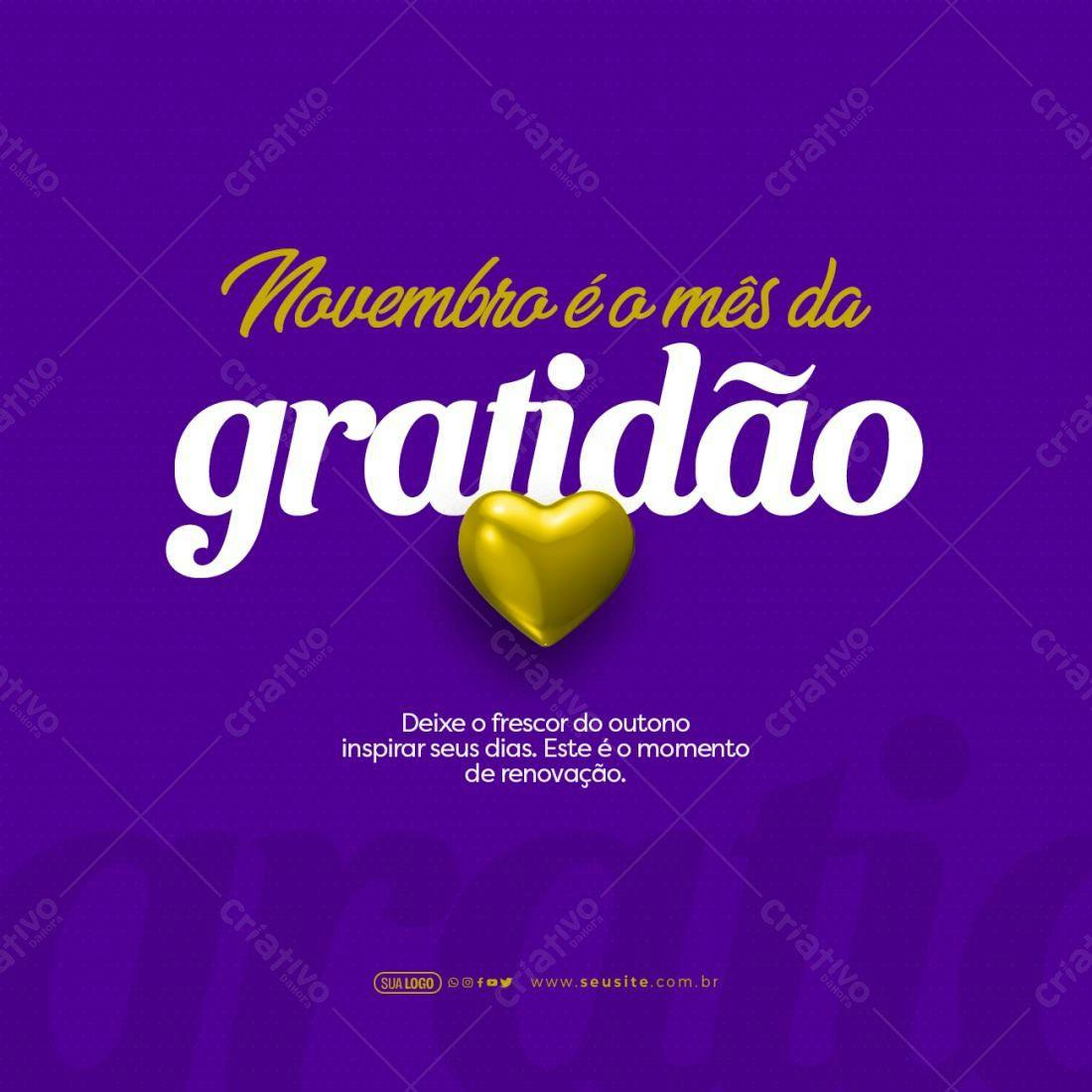 Postagem Mês da Gratidão PSD Editável