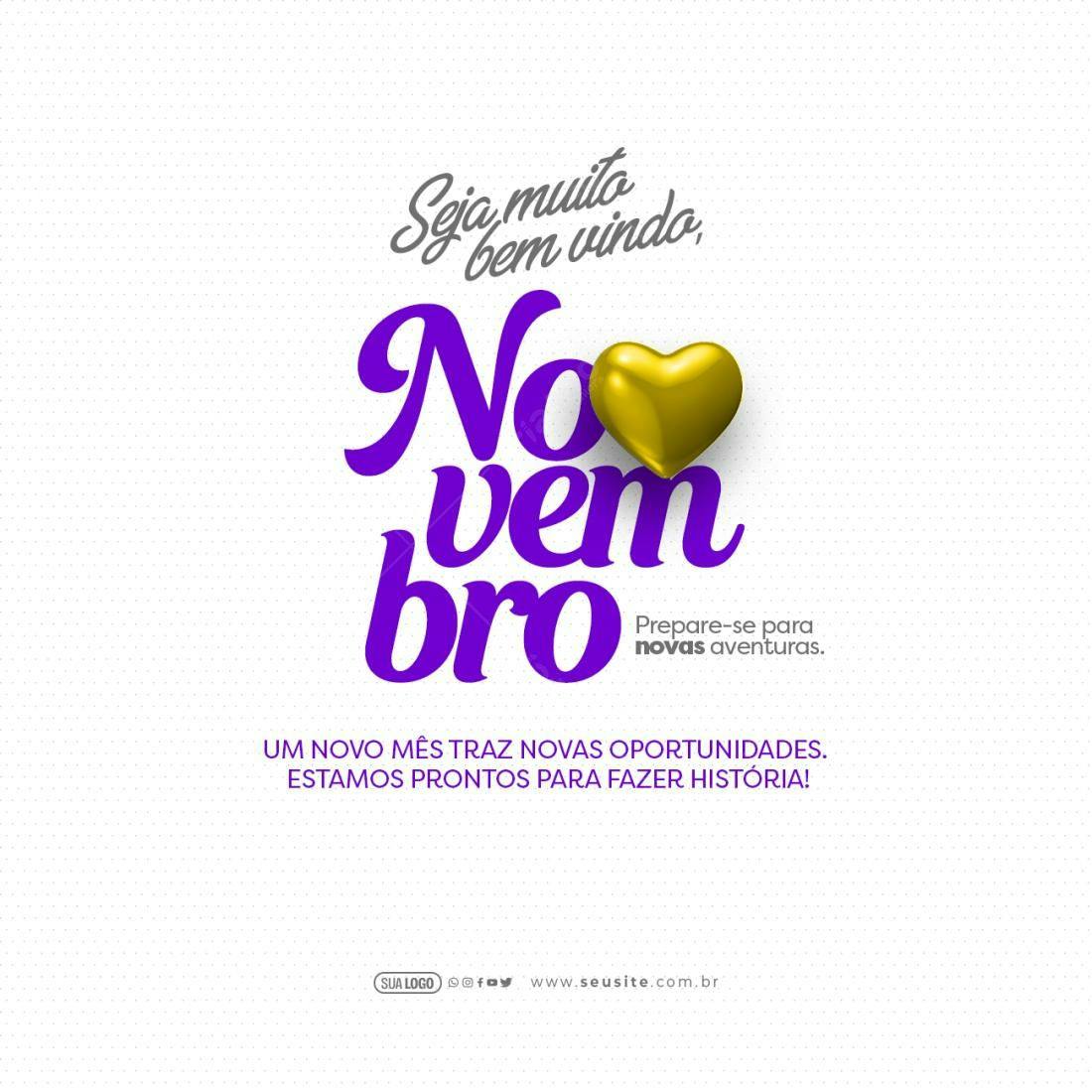 Postagem Boas Vindas Novembro PSD Editável