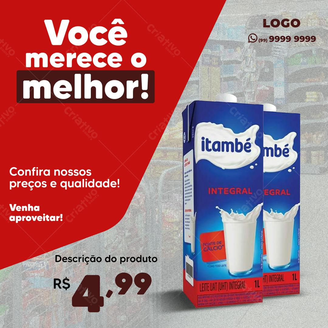 PSD para Propaganda de Leite Itambé Integral PSD Editável