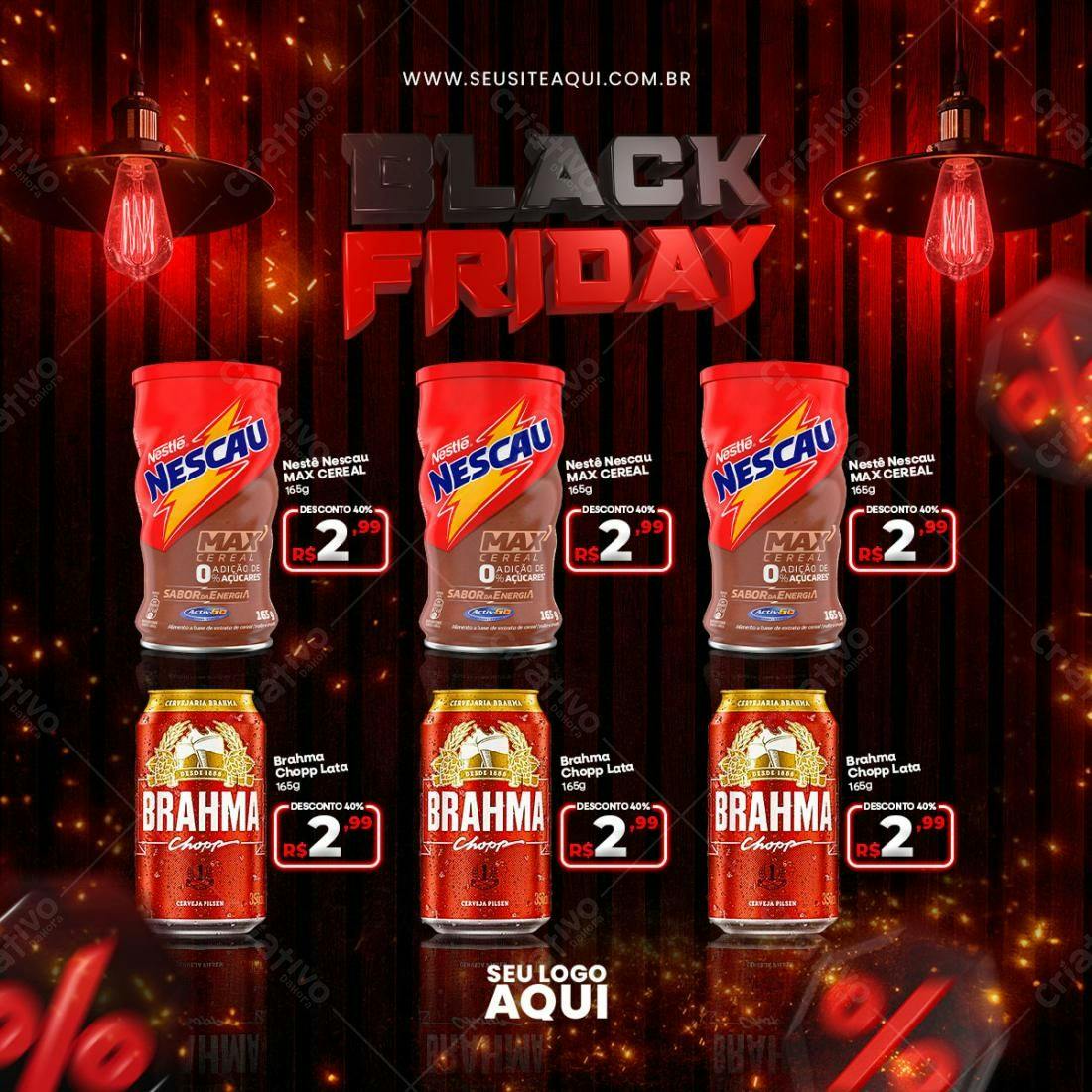 Flyer Black Friday Nescau e Brahma PSD Editável