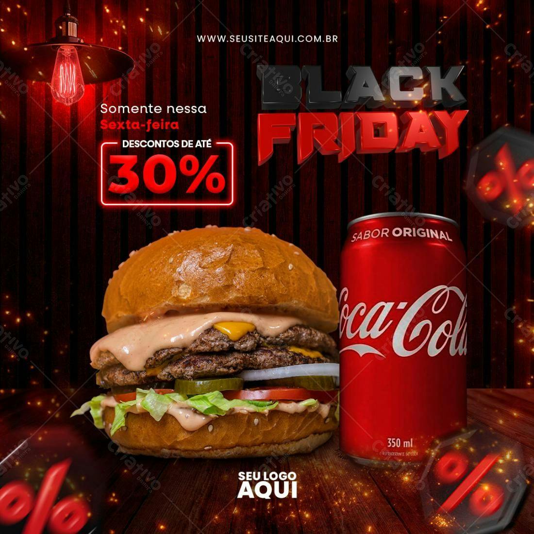 Flyer Black Friday Lançamento Hambúrguer PSD Editável