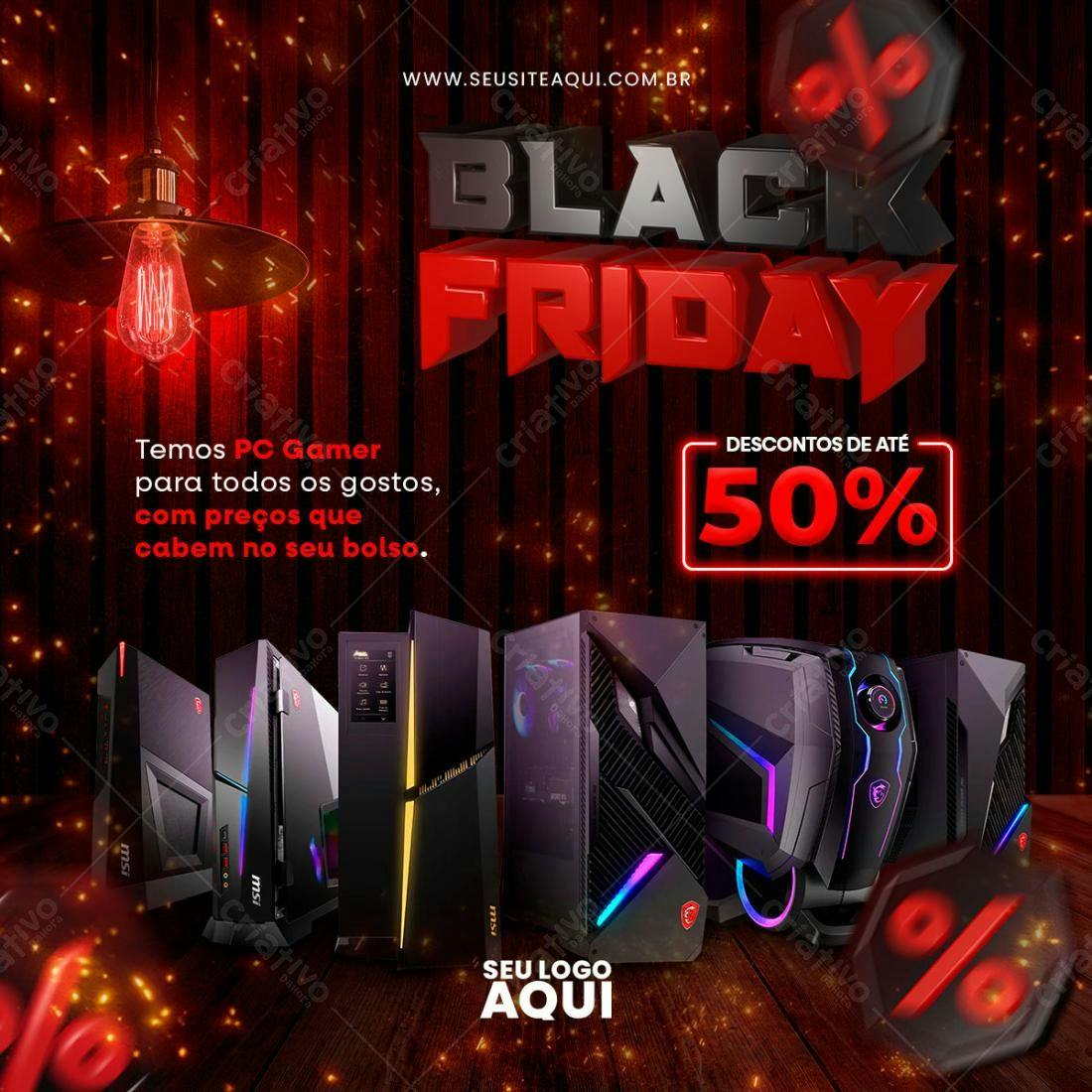 Flyer Black Friday para Promoção de PCs Gamer PSD Editável