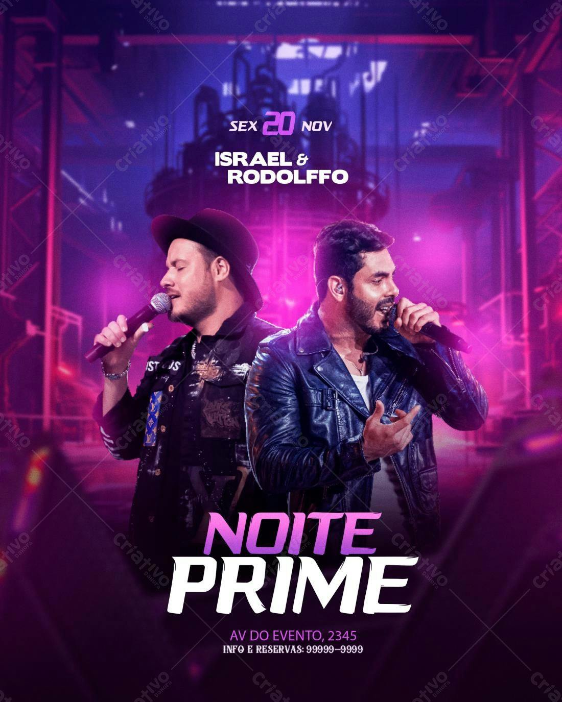 Flyer para Show Israel & Rodolffo - Noite Prime PSD Editável