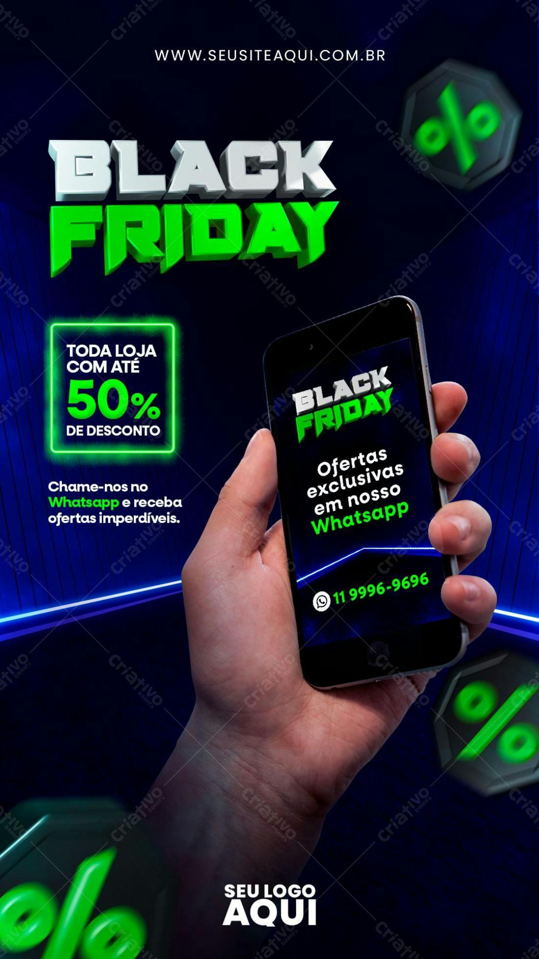 Flyer Black Friday com 50% de Desconto PSD Editável
