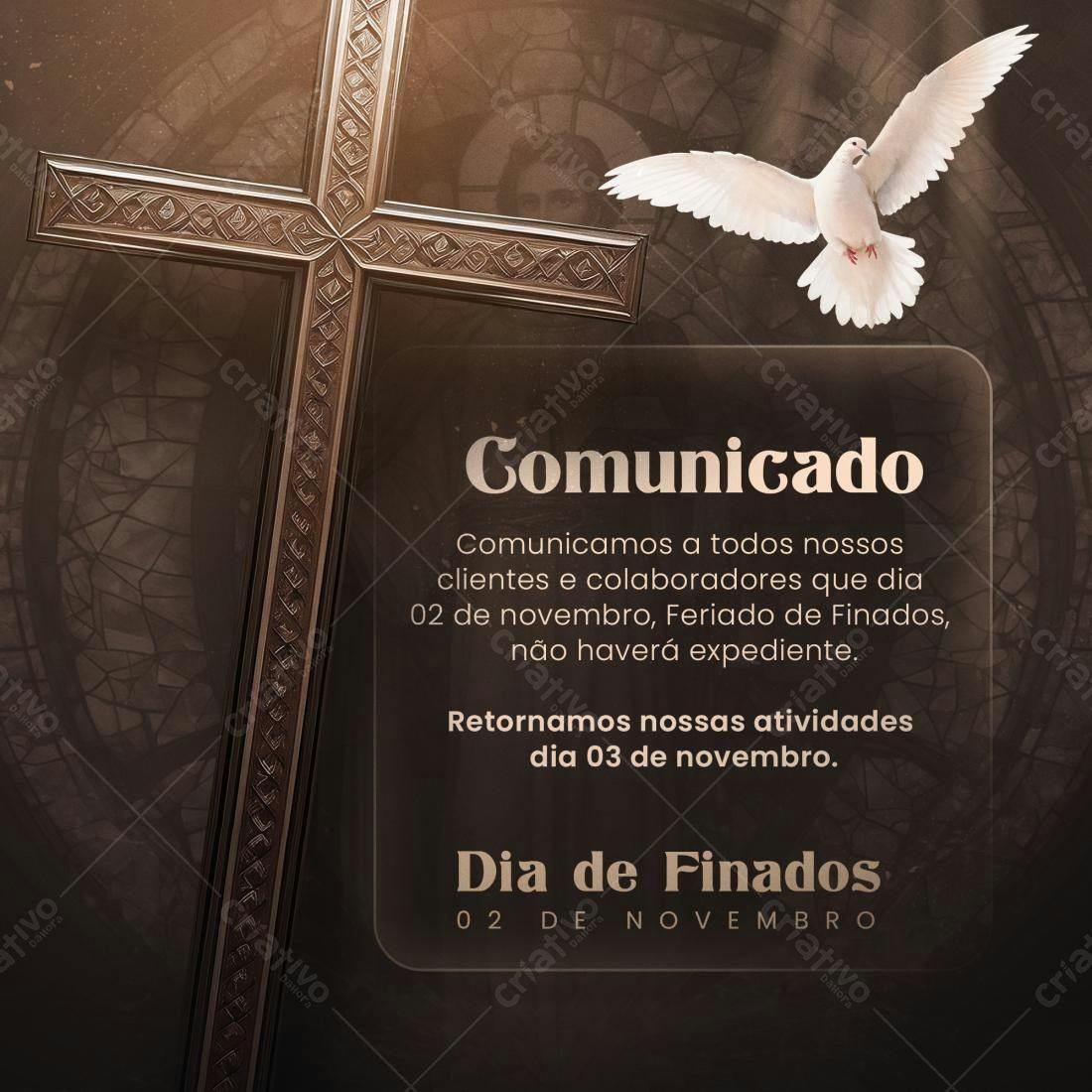 Comunicado Dia de Finados PSD Editável