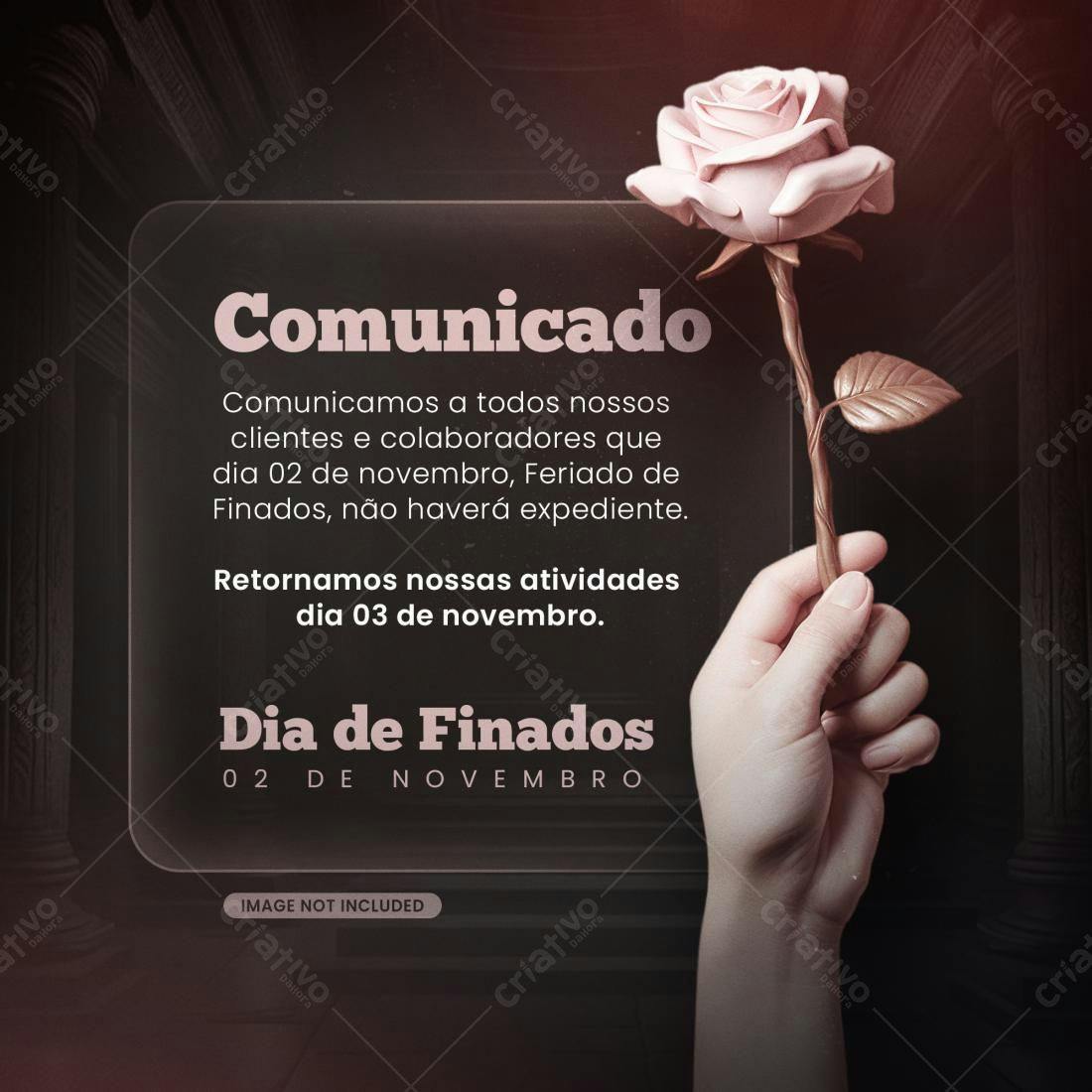 Comunicado Dia de Finados PSD Editável