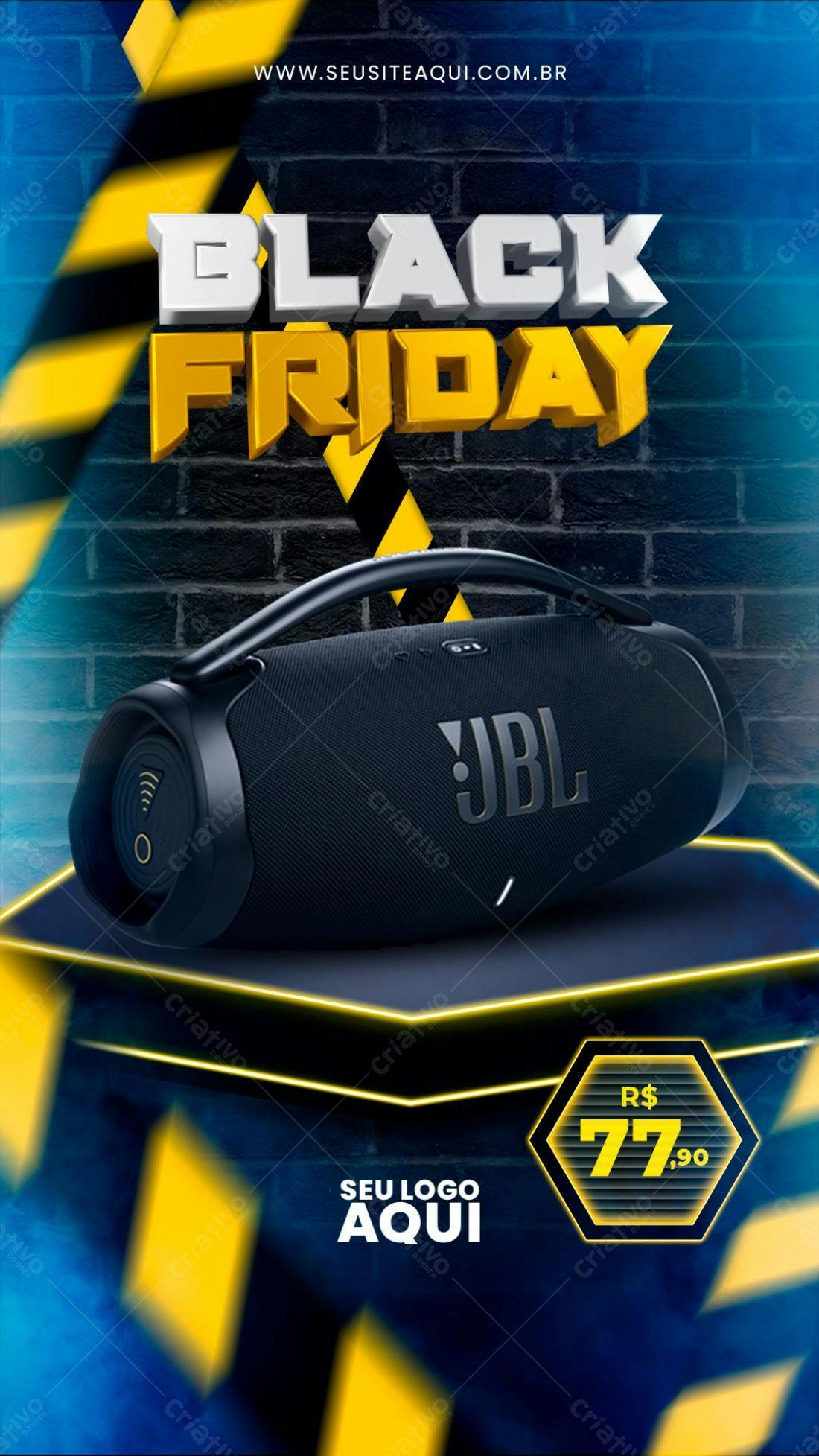 Flyer Black Friday com Caixas de Som JBL PSD Editável