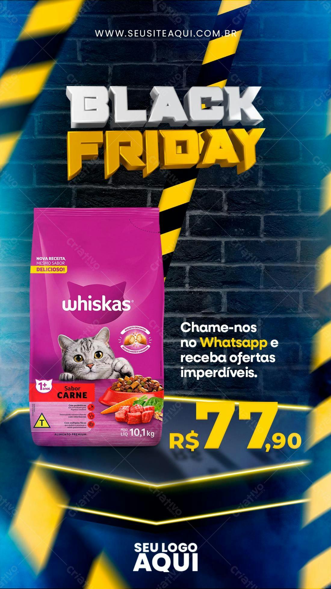 Flyer Black Friday Ração Whiskas PSD Editável