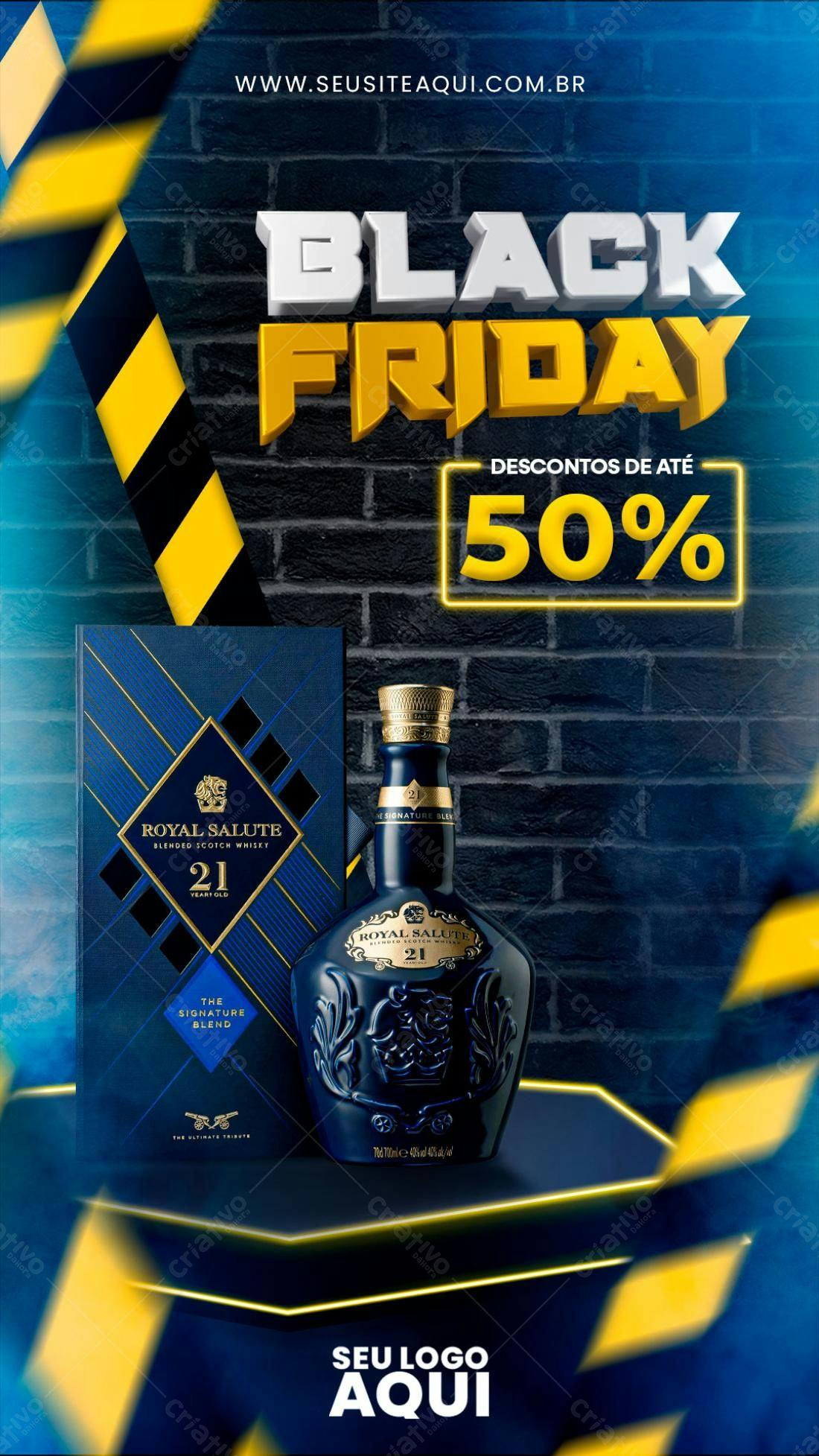 Flyer Black Friday com Garrafa de Whisky PSD Editável