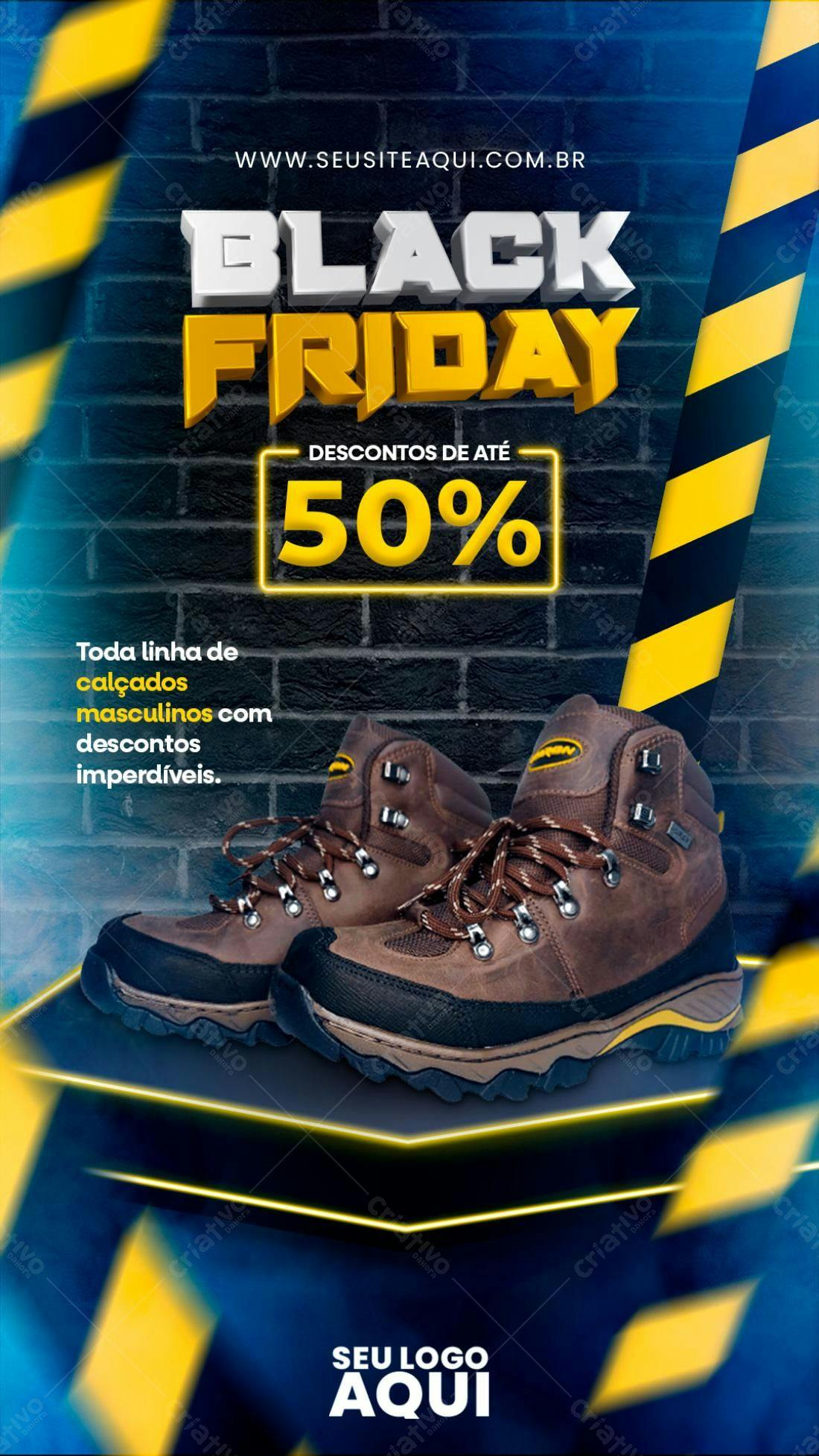 Flyer Black Friday Calçados Masculinos PSD Editável