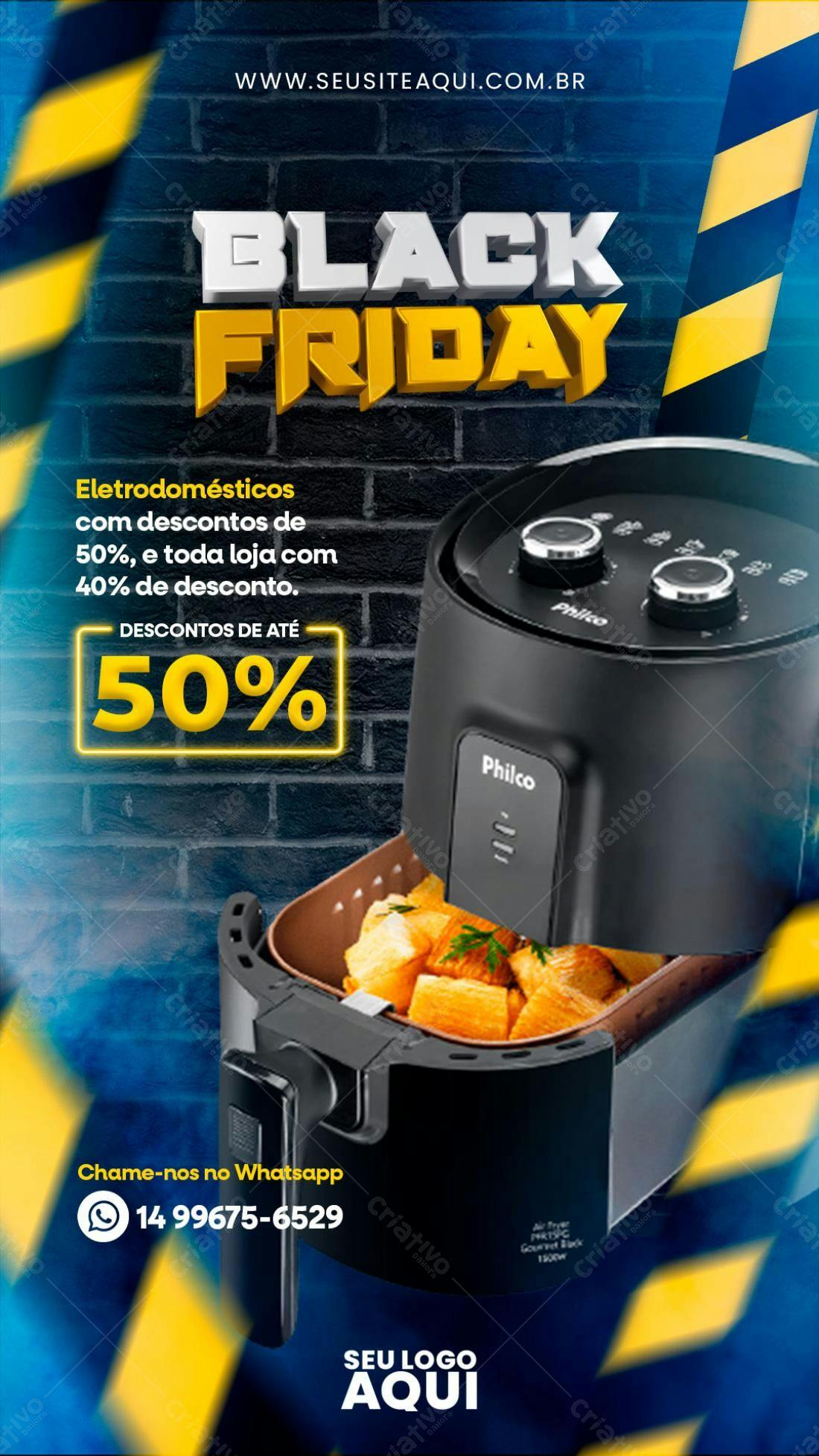 Flyer Black Friday Eletrodomésticos PSD Editável