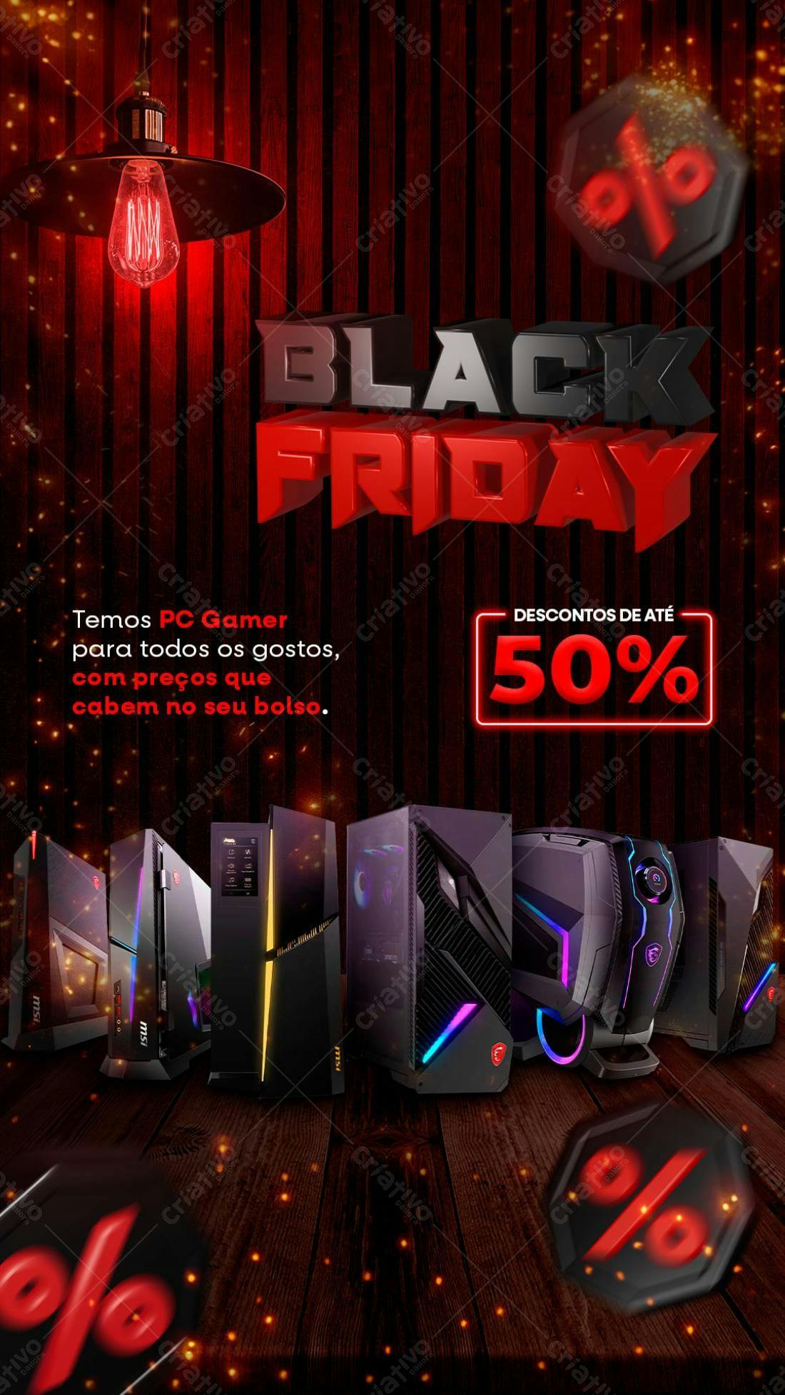 Flyer Black Friday para Promoção de PCs Gamer PSD Editável