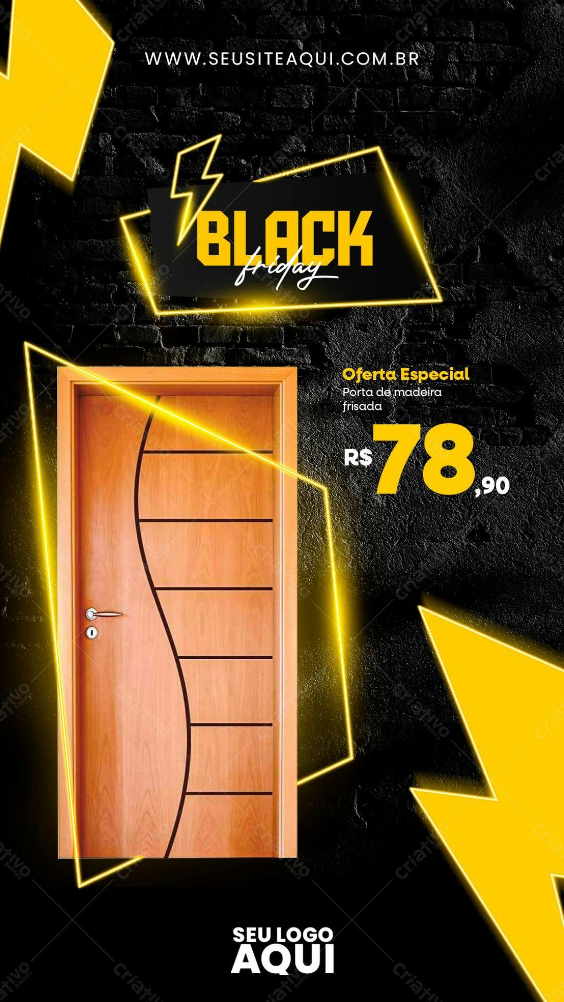 Flyer Black Friday Porta de Madeira PSD Editável