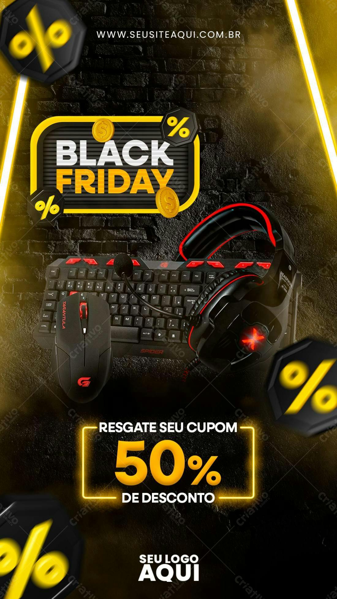 Flyer Black Friday com 50% de Desconto PSD Editável