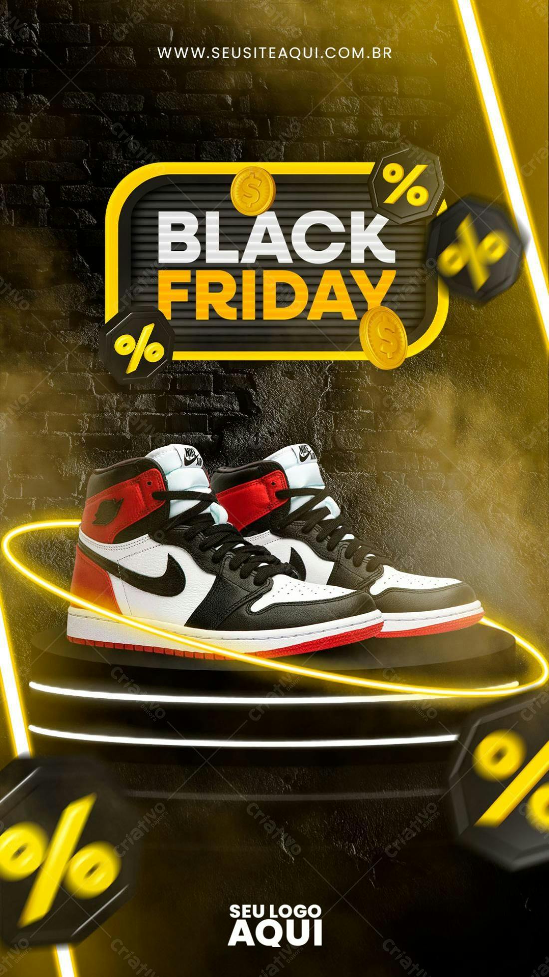 Flyer Black Friday com Tênis PSD Editável