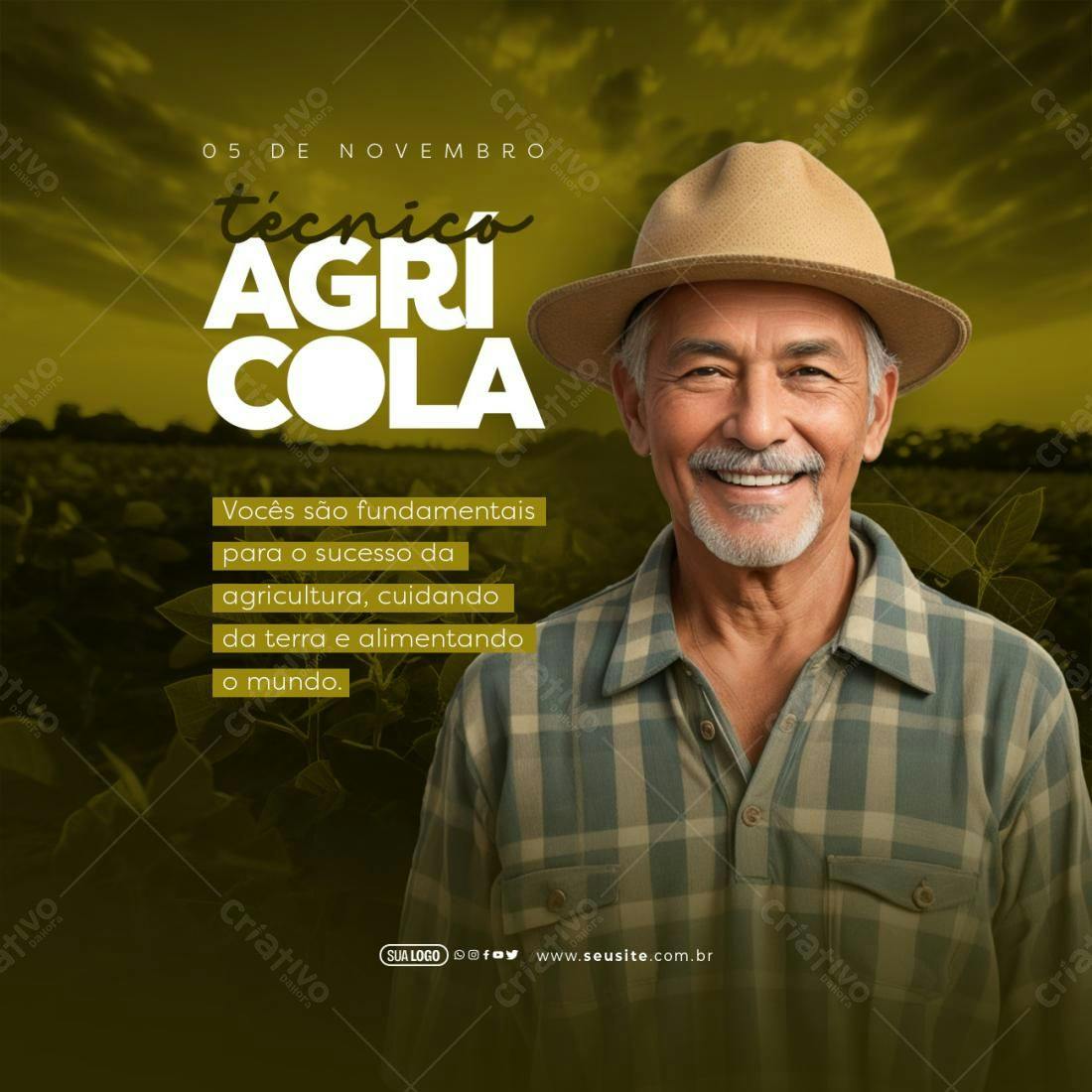 Postagem Dia do Técnico Agrícola PSD Editável