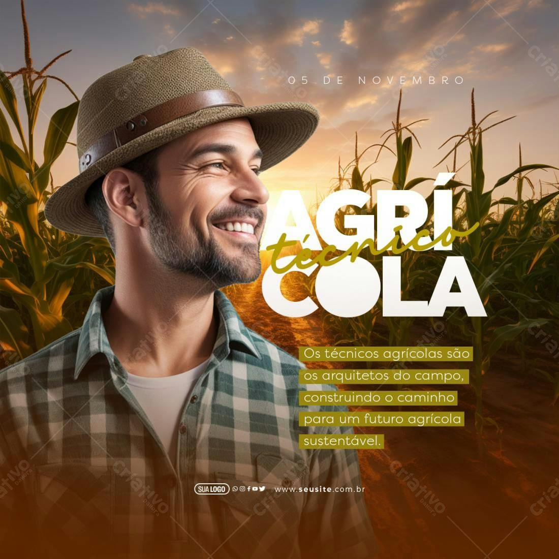 Post para Dia do Técnico Agrícola PSD Editável