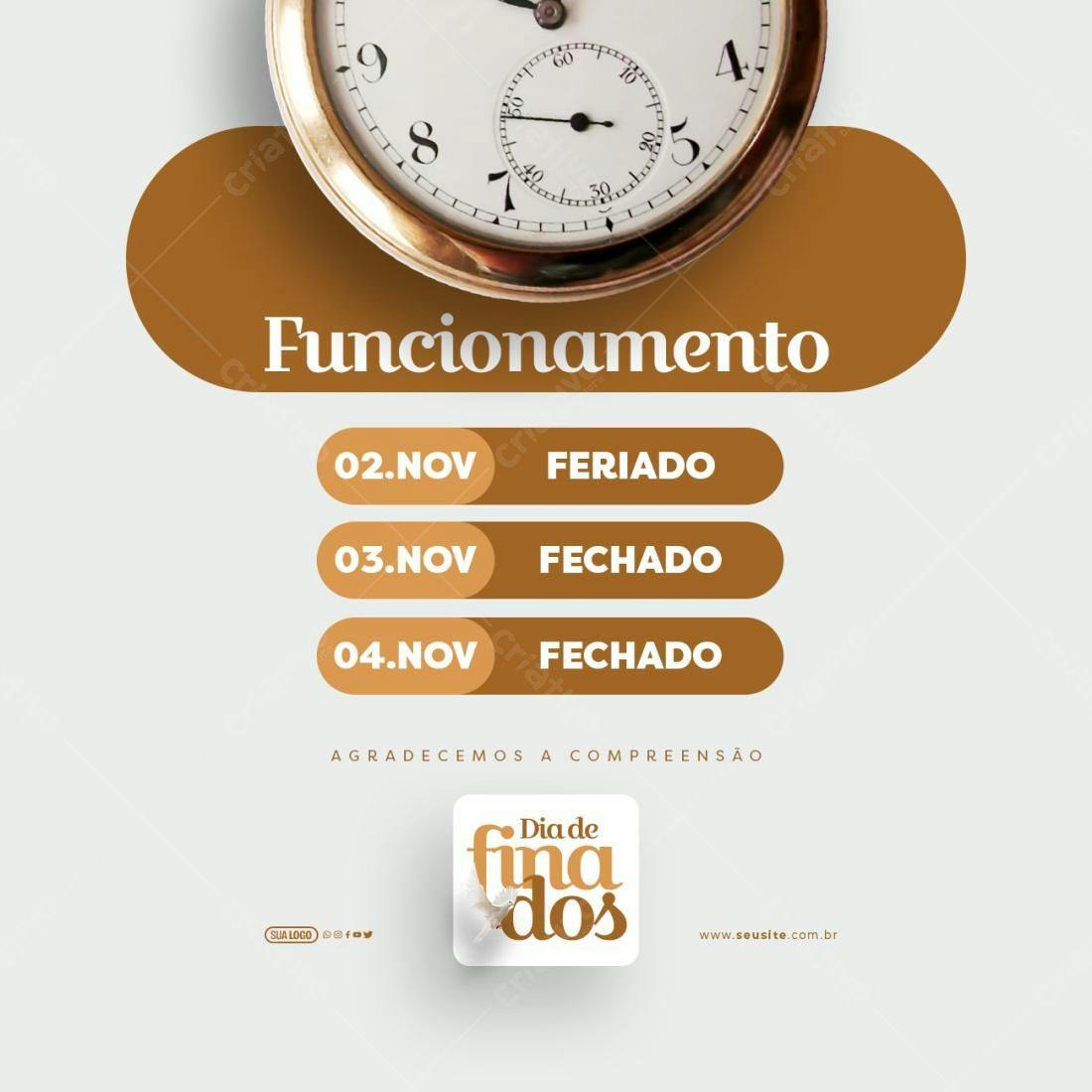 Post para Redes Sociais - Feriado Dia de Finados PSD Editável