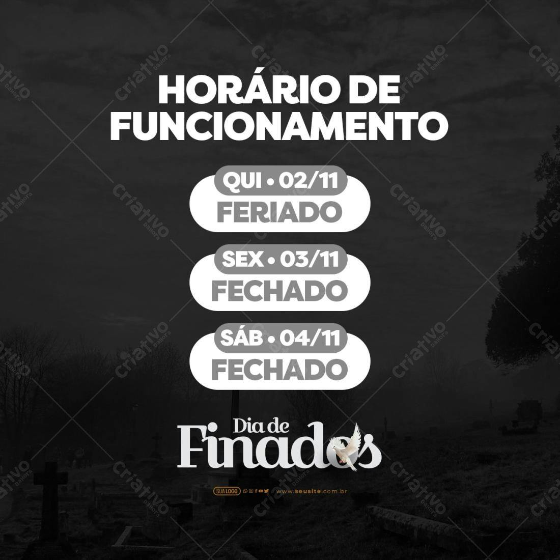 Postagem Dia de Finados PSD Editável