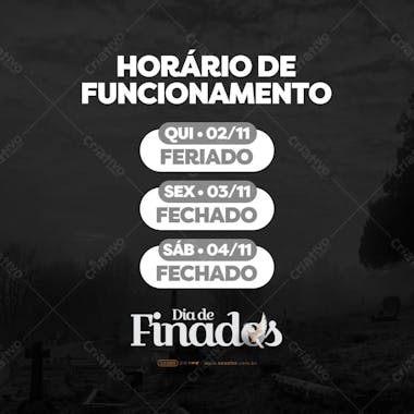 Feed comunicado funcionamento dia dos finados dias de funcionamento