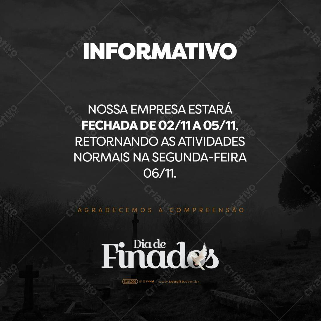 Postagem Dia de Finados PSD Editável