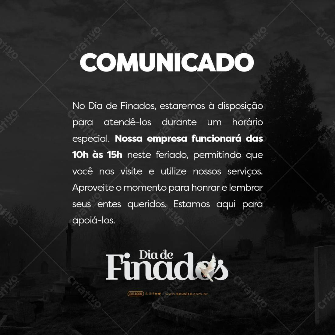 Comunicado Dia de Finados PSD Editável
