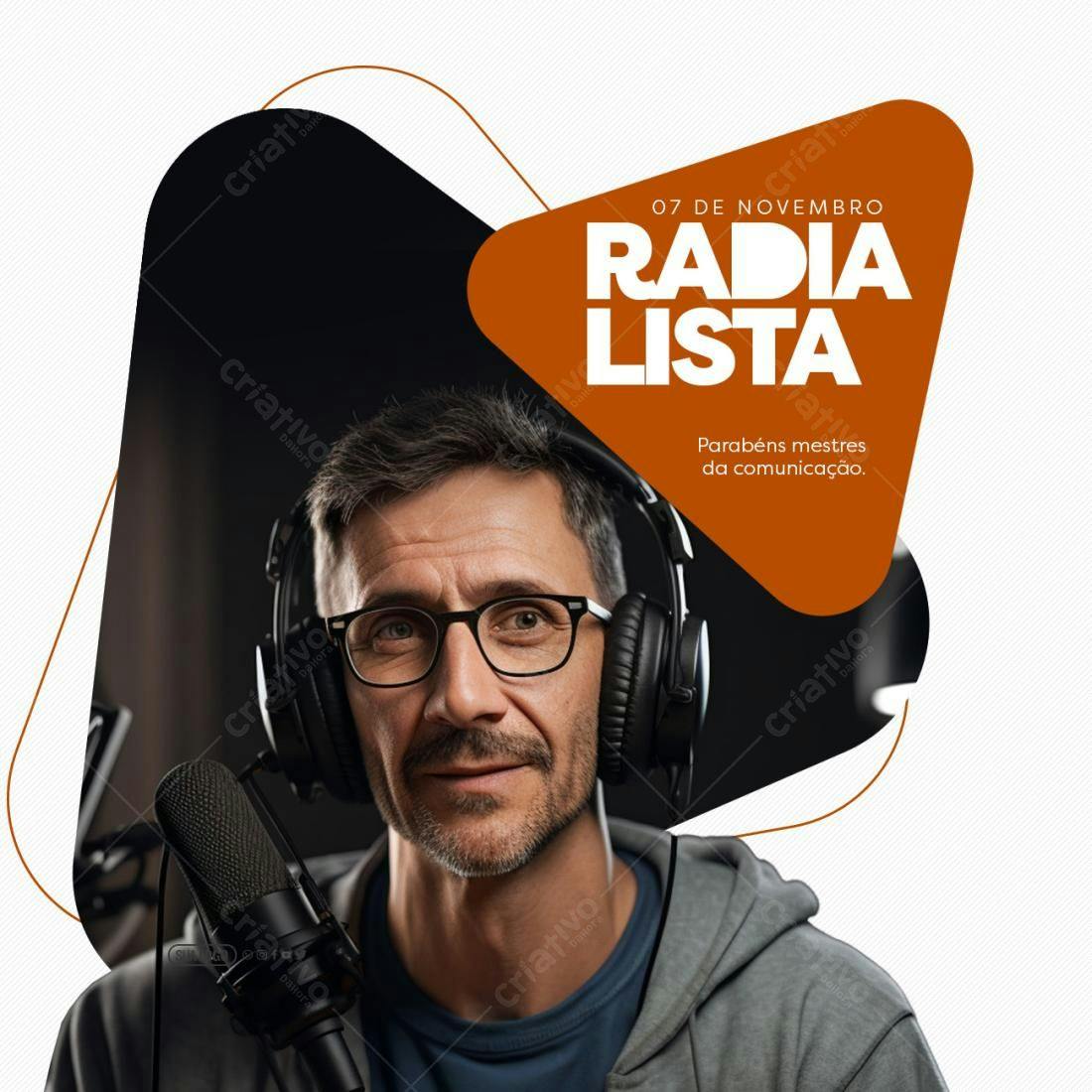 Flyer Dia do Radialista PSD Editável