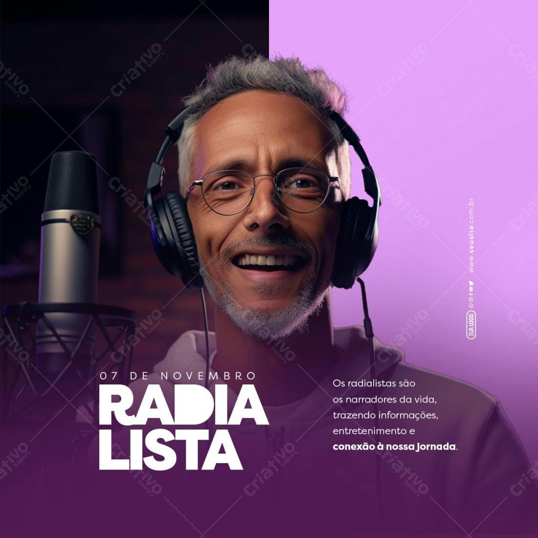 Flyer Dia do Rádio PSD Editável