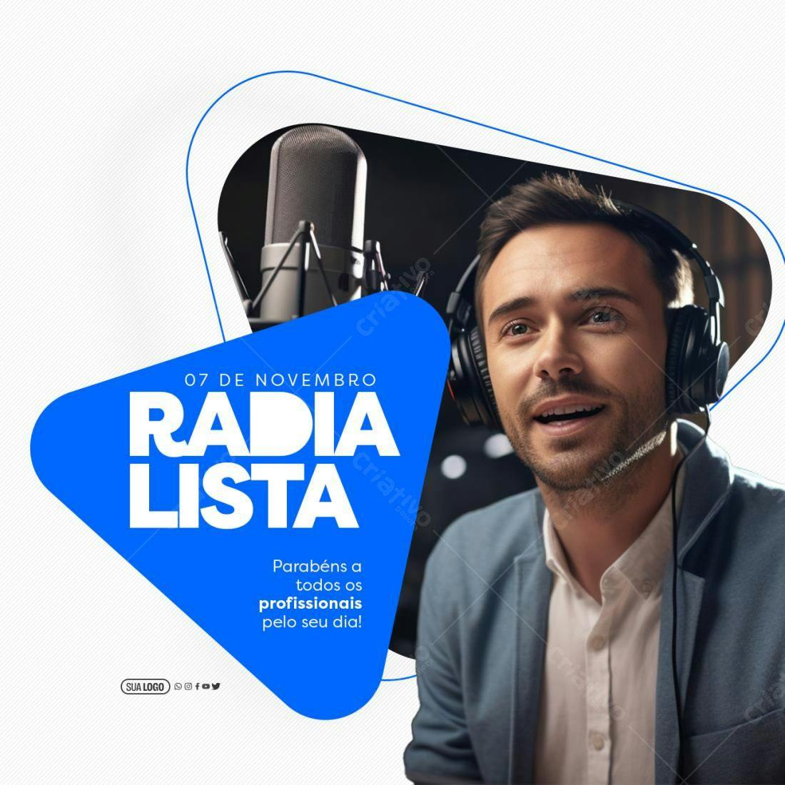 Post para o Dia do Radialista PSD Editável
