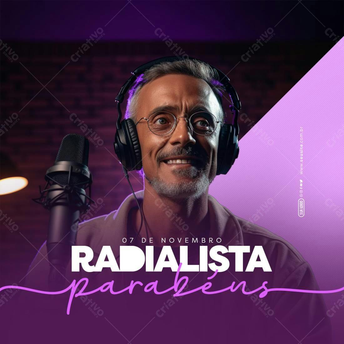 Flyer Dia do Radialista PSD Editável