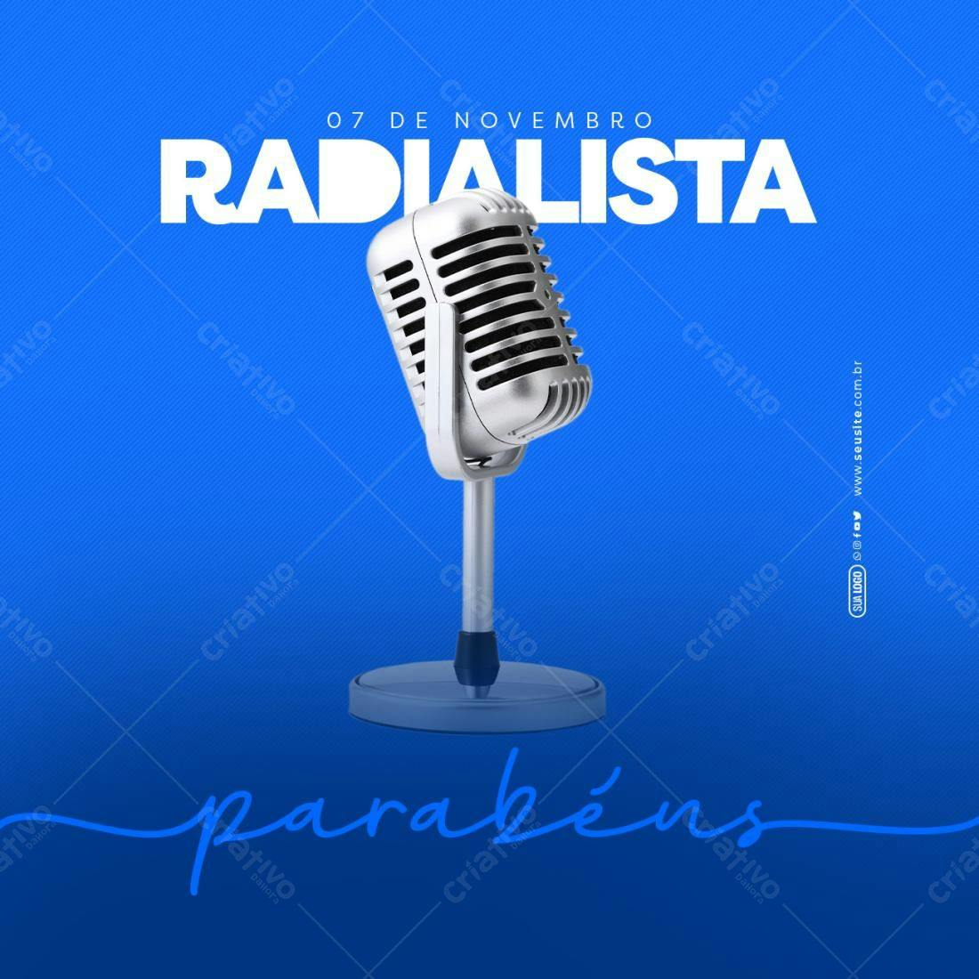 Flyer Dia do Radialista PSD Editável
