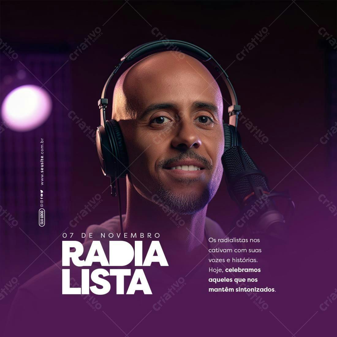 Post para Dia do Radialista PSD Editável