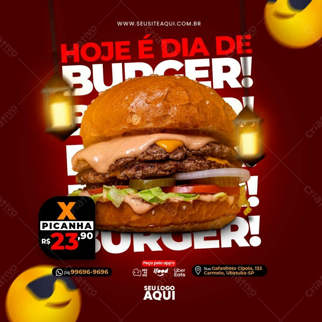 Flyer Dia do Hambúrguer com Picanha PSD Editável