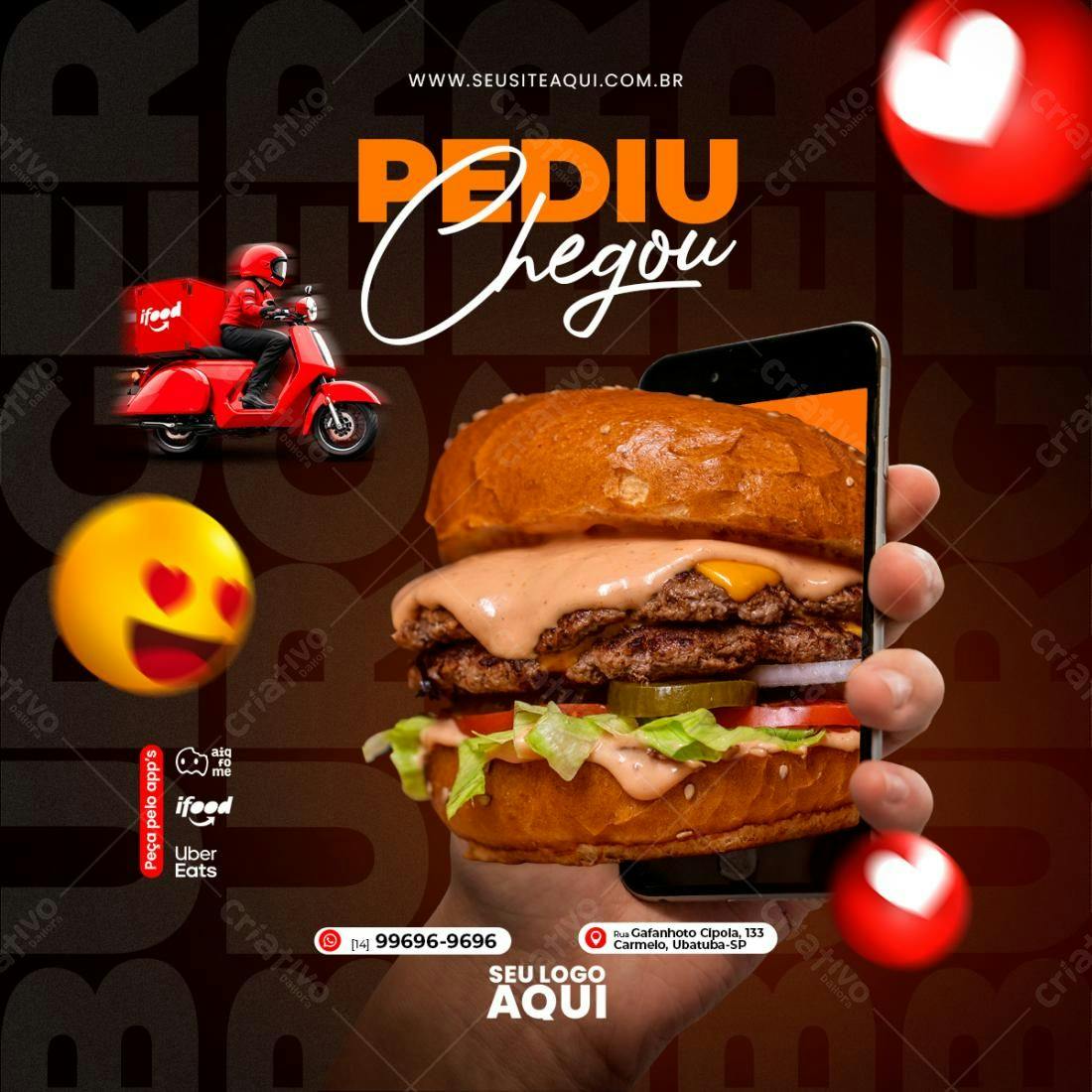 Flyer para Delivery de Hambúrguer PSD Editável