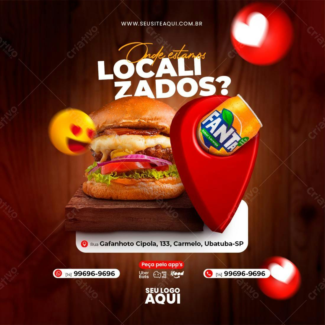 Postagem Localização Lanchonete PSD Editável