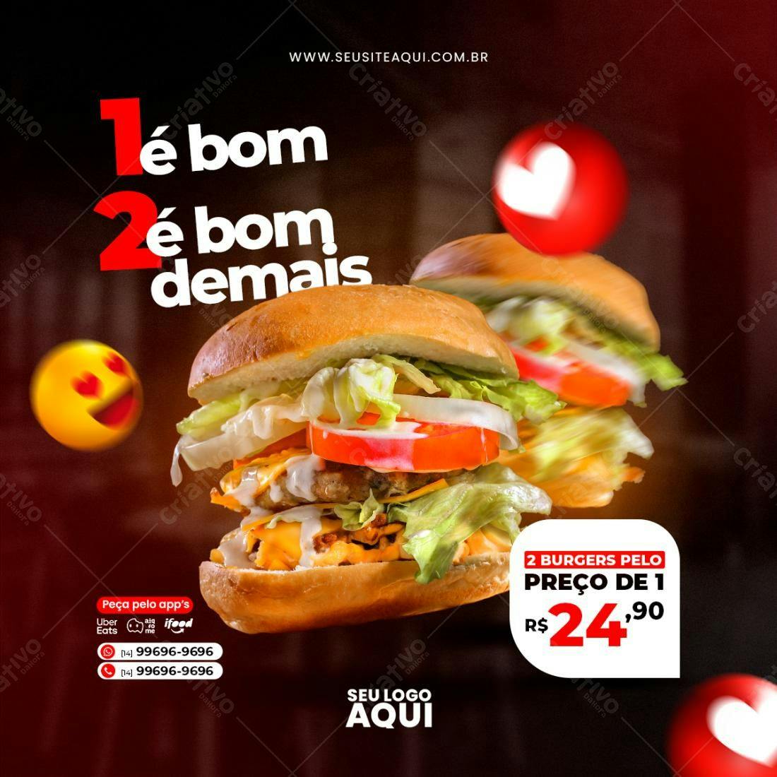 Flyer Promoção 2x1 Lanchonete PSD Editável