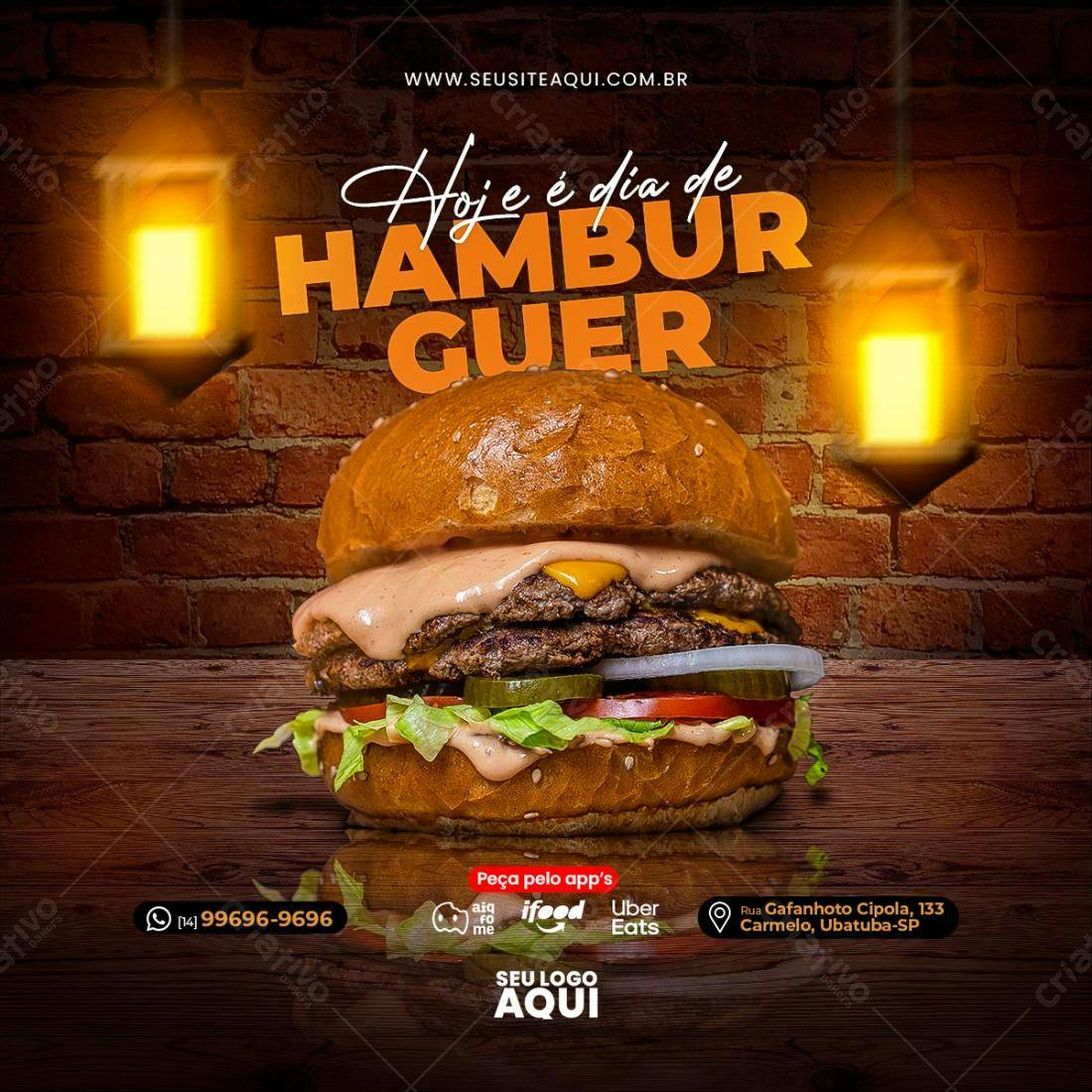Flyer para Dia do Hambúrguer PSD Editável