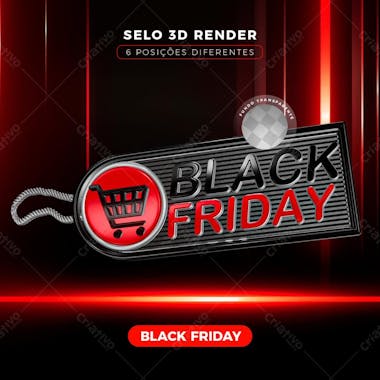 Selo black friday psd editável social media flyer post 6 posições diferentes