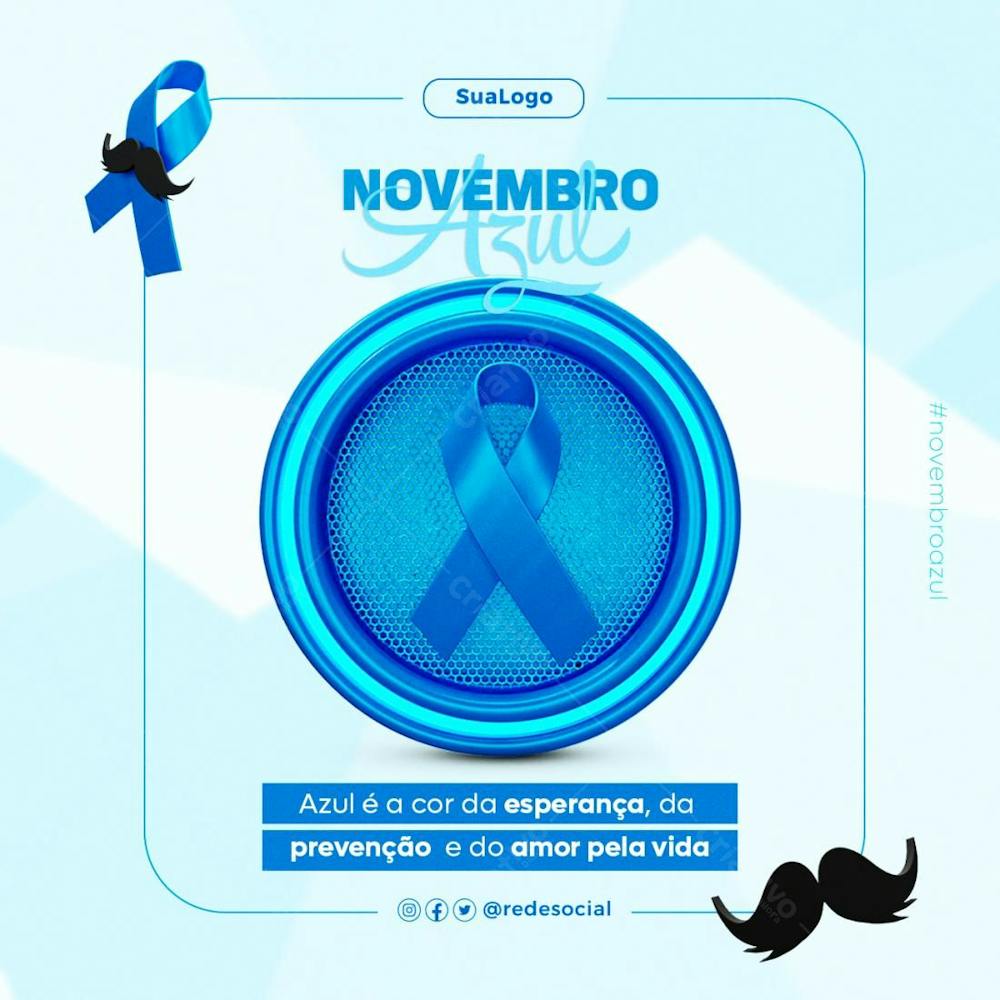 Novembro Azul Cor Da Esperança, Da Prevenção E Do Amor Pela Vida Psd Editável