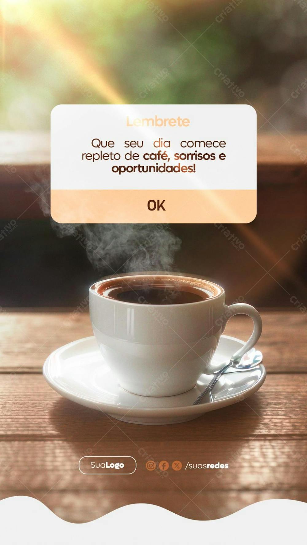 Bom Dia Social Media Café, Sorrisos E Oportunidades Post Psd Editável Story