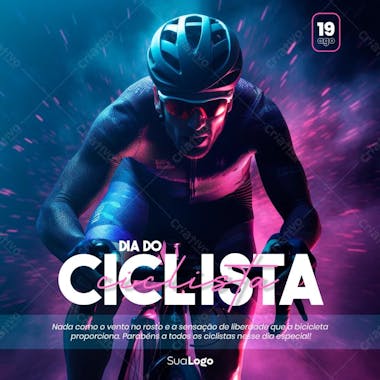 Dia do ciclista psd editável parabéns pelo seu dia