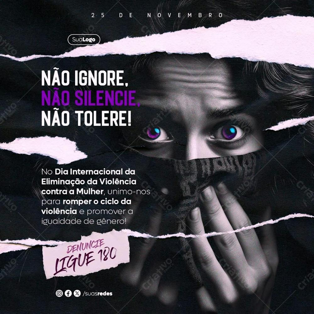 Dia Internacional De Combate A Violencia Contra Mulher 28 De Novembro Editável Social Media Feed