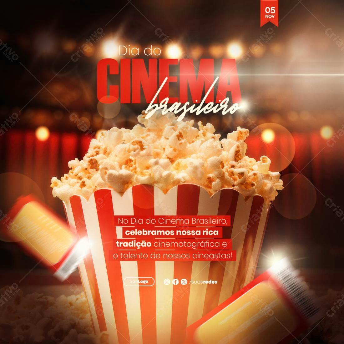 Flyer Dia do Cinema Brasileiro PSD Editável