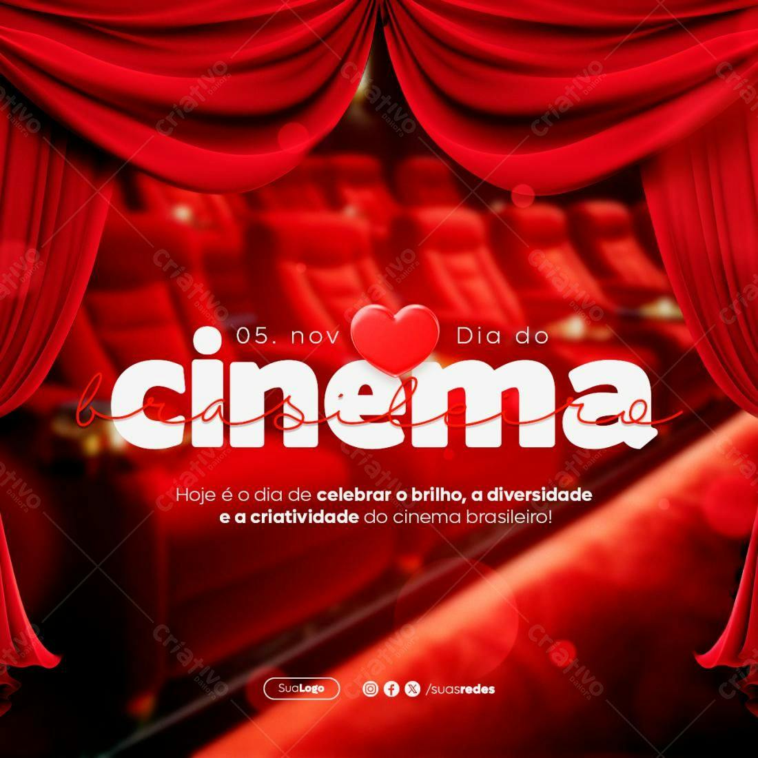 Flyer Dia do Cinema Brasileiro PSD Editável