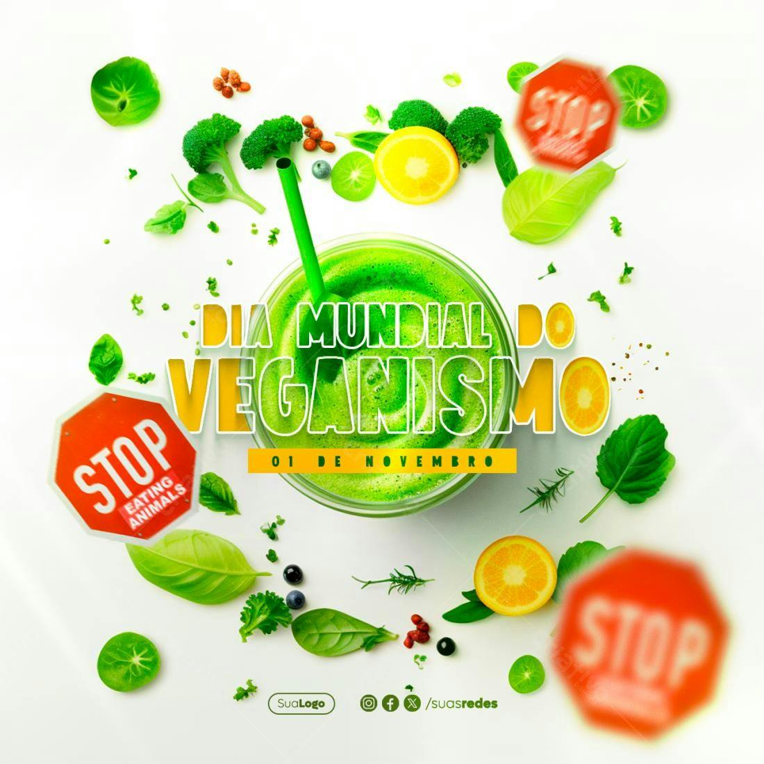 Post para Dia Mundial do Veganismo PSD Editável
